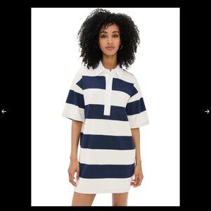 Le Bop Striped Jersey Polo Mini Dress Navy/Ivory in XS